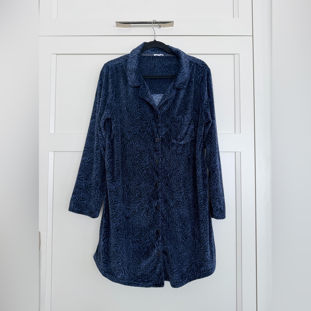 Women's Navy Button-Front Sleep Shirt